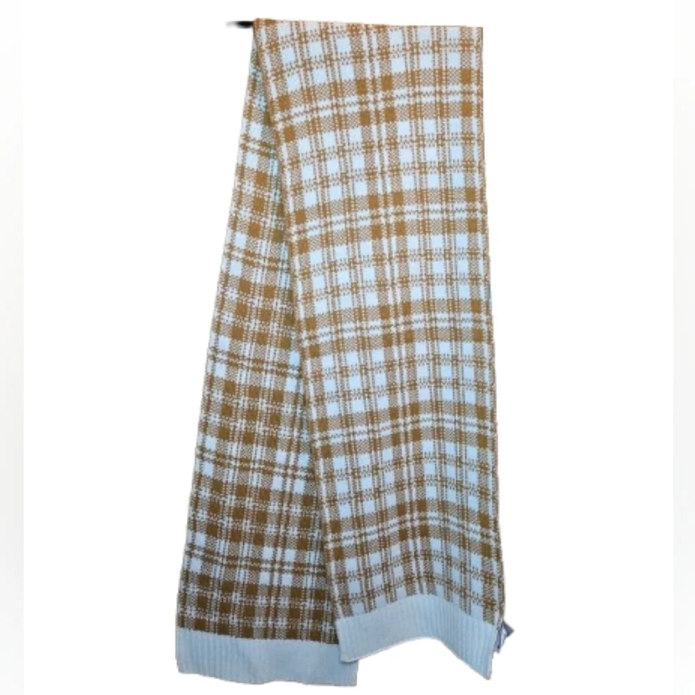 Timberland Gold And Cream Acrylic Plaid Scarf - New With‎ Tags - Cozy Knit